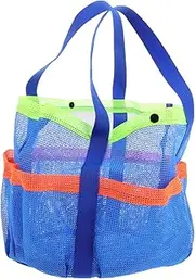 [KOMBIUDA] Multi-Pocket Beach Toy Bag Mesh Shower Caddy Beach Storage Mesh Bag for Pool Travel Camping