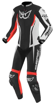 Berik Monza Ladies One Piece Motorcycle Leather Suit, black-white-red, Size 40 for Women Black White Red