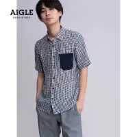 在飛比找momo購物網優惠-【AIGLE】男 快乾短袖襯衫(AG-1PJ13A057 深