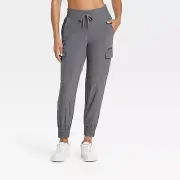 Women's Active Light Mid-Rise Cargo Joggers - All In Motion Gray XXL