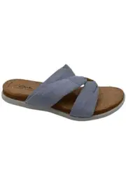 Clarks Cloudsteppers Linen Slide Sandals Eliza Skip Blue