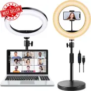 Selfie Ring Light with Stand and Phone Holder, 10'' Dimmable Desktop LED Circle