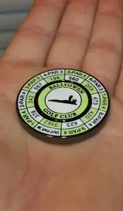NEW PRG Duo Magnetic Metal & Enamel Yardage Golf Ball Marker BALLYOWEN GOLF CLUB