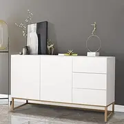 Levede Sideboard Buffet Cabinet Automatic Spring Drawers Storage Shelf Cupboard - Modern Design with Movable Shelves and Push-to-Open Mechanism(138cm x 35cm x 74cm, White)