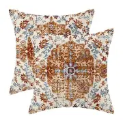 Boho Pillow Covers 16x16 Inch 16" x 16" (Pack of 2) Mustard Yellow Blue Boho