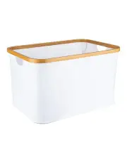 [Little Label Co] Bamboo And Fabric Laundry/Linen Large Storage Baskets in White