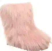 Bearpaw Sasha Pale Pink Faux Fur Real Sheepskin Wool Lined Furry Sherpa Boots 8