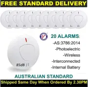 20 Pack Wireless Interconnected Photoelectric Smoke Alarm 10-Year Battery