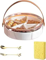 Clear Divided Serving Tray with Lid & Handle, Snackle Box Charcuterie Container, Portable Serving Platters with 5 Compartments Snack Tray Snack Organizer for Candy, Fruits, Nuts