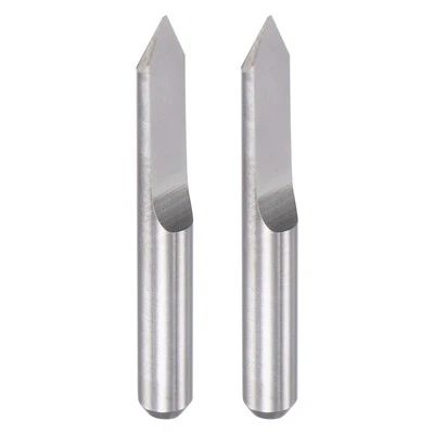 1/8" Shank 0.2mm Tip 60 Degree Solid Carbide Wood Engraving CNC Router Bit 2pcs