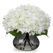 Hydrangea Artificial Flowers with White Glass Vase Hydrangea, White and Black
