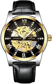 [Generic] Men's Luxury Tourbillon Watch - 41mm Skeleton Automatic, Stainless Steel Band, Luminous Hands (11 Color Options)