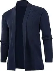 [Generic] Men's Collar Retro Casual Simple Medium Long Knitted Cardigan Solid Color Casual Loose Business Cardigan