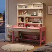 Natha Solid Wood Study Desk with Bookshelf and Lightnings