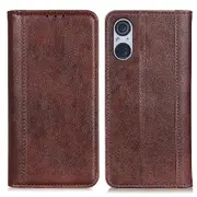 For Sony Xperia 5 V Split Leather Phone Case Wallet Stand Cover Litchi Texture Protection Shell