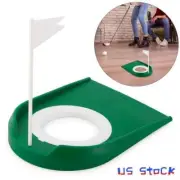 Indoor Outdoor Golf Putting Cup With Hole Flag Training Putter Practice Aid US
