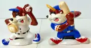 Gibson Looney Toons Salt & Pepper Shaker Set TAZ Baseball BATTER UP Hand Painted