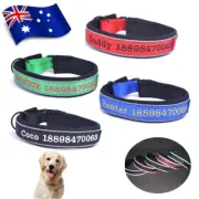 Reflective Nylon Personalised Dog Collar Embroidered Custom ID Name Phone Number