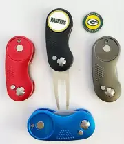 2 Prong Switchblade GOLF DIVOT REPAIR TOOL Black + Ballmark GREEN BAY PACKERS