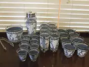 Hazel Atlas Grapevine Bar Ware Cocktail Set NEW 27 Pc.