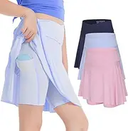 [StyleSavvy] Girls' 2-in-1 Flowy Butterfly Shorts with Pockets - Athletic Dance & Running Shorts for Ages 5-11