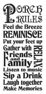 Primitive STENCIL**PORCH RULES**Typography Subway for Signs Large 12"x 24"