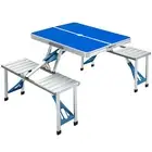 Outdoor Folding Aluminum Picnic Table 4 Seats Chairs Camping w/ Portable Case