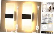 Plug in Wall Sconces Set of Two, Dimmable Wall Light with Dimmer On/Off