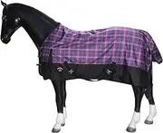 CHALLENGER 80" 1200D Turnout Waterproof Rain Light-Weight Sheet Plaid Horse Blanket 3EE08G