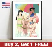 Naruto Poster 18" x 24" Print Anime Wall Art Shippuden Girls Bikini
