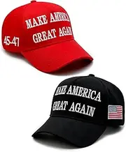 [BONVRE] Trump 2024 45-47 MAGA Hat Donald Trump Make America Great Again Slogan with USA Flag Adjustable Baseball Cap
