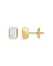 Bloomingdale's Fine Collection Certified Lab Grown Diamond Emerald-Cut Bezel Stud Earrings in 18K Yellow Gold, 3.0 tcw