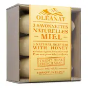 OLEANAT HONEY SOAP 3x150g 100% VEGETABLE BASED NATURAL SOAP BARS