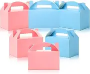 Skyygemm 24 Pcs Graduation Gable Gift Box Colorful Paper Candy Snack Goodie Cake Treat Boxes for Birthday Wedding Party Favors, 6 x 3.5 x 3.5 Inch(Blue and Pink)
