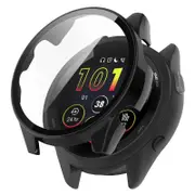 Hard PC Watch Case For Garmin Forerunner 165/Forerunner 165 Music, with Tempered Glass Screen Film Black
