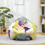Morbuy Bean Bag Cover, 3D Earth Print Sofa Cover Lazy Lounger Bean Bag No Filler Detachable Washable Puff Sofa Lounge Recliner Sac for Indoor Outdoor (90x110cm,Coloured)