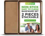 2-Piece Nonstick XL Cookie Sheets for Baking - 22" X 16" Extra Large Carbon Stee