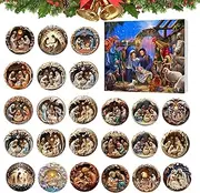 Generic Christmas Nativity Set 2024, 24-Piece Acrylic Nativity Scene Set With Hanging Ornaments, Holy Family & Birth Of Jesus