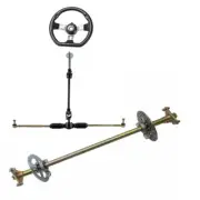 740mm Go Kart Rear Axle Kit, Brake Sprocket & Hub,Disc,Front Steering Assembly