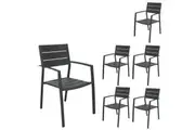 Divano Percy 6pc Set Outdoor Dining Table Chair Aluminium Frame Grey