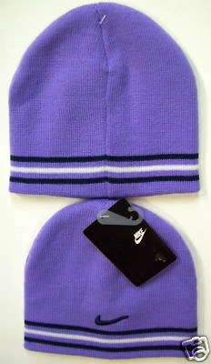 NWT NIKE PURPLE & WHITE SWOOSH PULL ON BEANIE HAT 4-6X