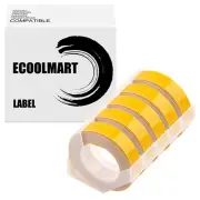 5PK Yellow Rolls Label Tape for Dymo 3D Embossing Label Maker Tape 9mm x 3m