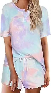 [Ekouaer] Tie Dye Pajamas Set Womens Loungewear Sleepwear 2 Piece PJ Sets