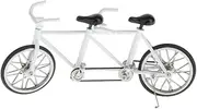 Generic Mini Tandem Model - Handcrafted Metal Bike (1:16 Scale) - Unique Decorative Toy Gift - Assorted Colors Available, White, 13.5x3.5x6cm