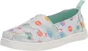 [TOMS] Girls Alpargata Loafer Flat, Cloudy Grey Foil Cosmic Galaxy Print, 2 Big Kid