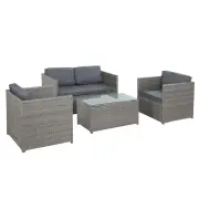 Garden Outdoor Furniture Sofa Set 4-Seater Wicker Lounge Setting Table Chairs