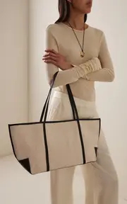 [St. Agni] Bateau Leather-Trimmed Canvas Tote Bag
