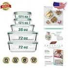Durable Glass Storage Containers, 72 oz, Leakproof Lids, Stackable & Nestable