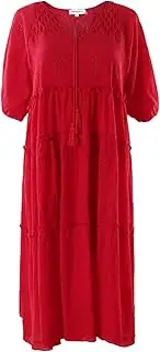 [Generic] Bohemian Midi Dress Round Neck Long Dress Holiday Vestidos Boho Ethnic Dresses