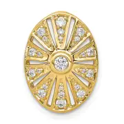 14K Yellow Gold 1/4ct. Real Diamond Vintage Oval Chain Slide